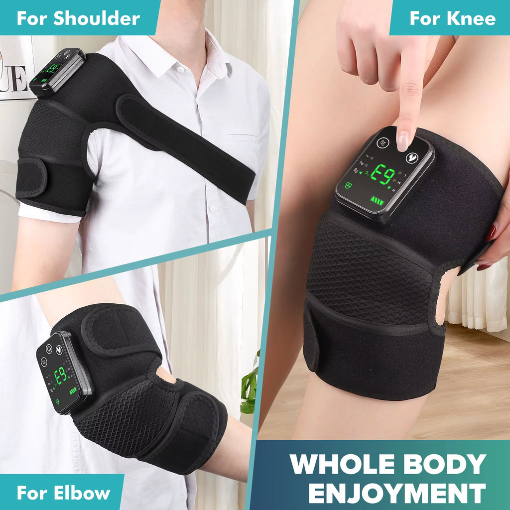 3 in 1 Heated Knee & Shoulder Massager Vibration Elbow Warmer for Temperature Control Support Brace Muscle Relaxation