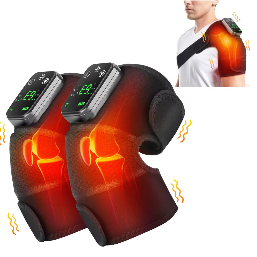 3 in 1 Heated Knee & Shoulder Massager Vibration Elbow Warmer for Temperature Control Support Brace Muscle Relaxation