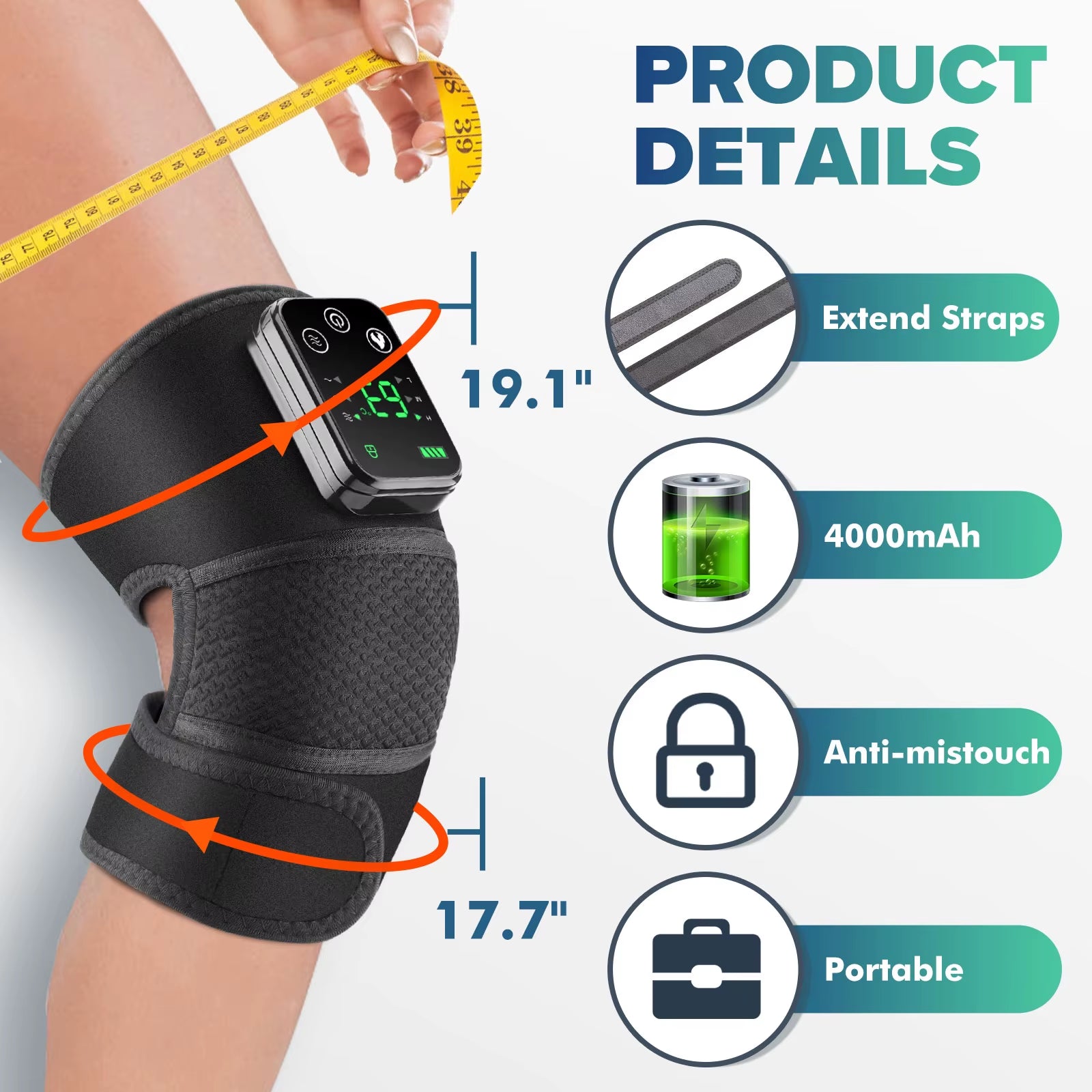 3 in 1 Heated Knee & Shoulder Massager Vibration Elbow Warmer for Temperature Control Support Brace Muscle Relaxation