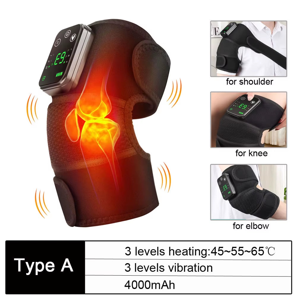 3 in 1 Heated Knee & Shoulder Massager Vibration Elbow Warmer for Temperature Control Support Brace Muscle Relaxation