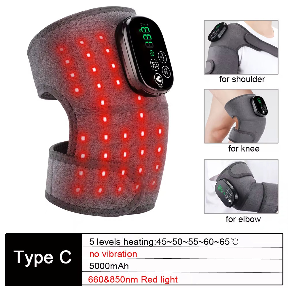 3 in 1 Heated Knee & Shoulder Massager Vibration Elbow Warmer for Temperature Control Support Brace Muscle Relaxation